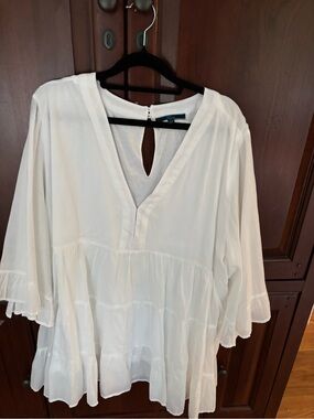 Shore White V-Neck Tiered Women's Dress